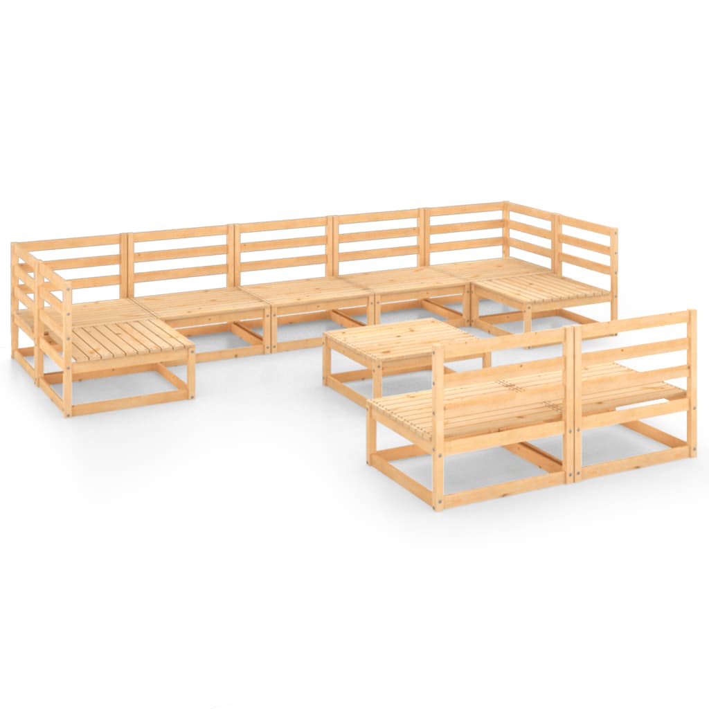 NNEVL 10 Piece Garden Lounge Set Solid Pinewood