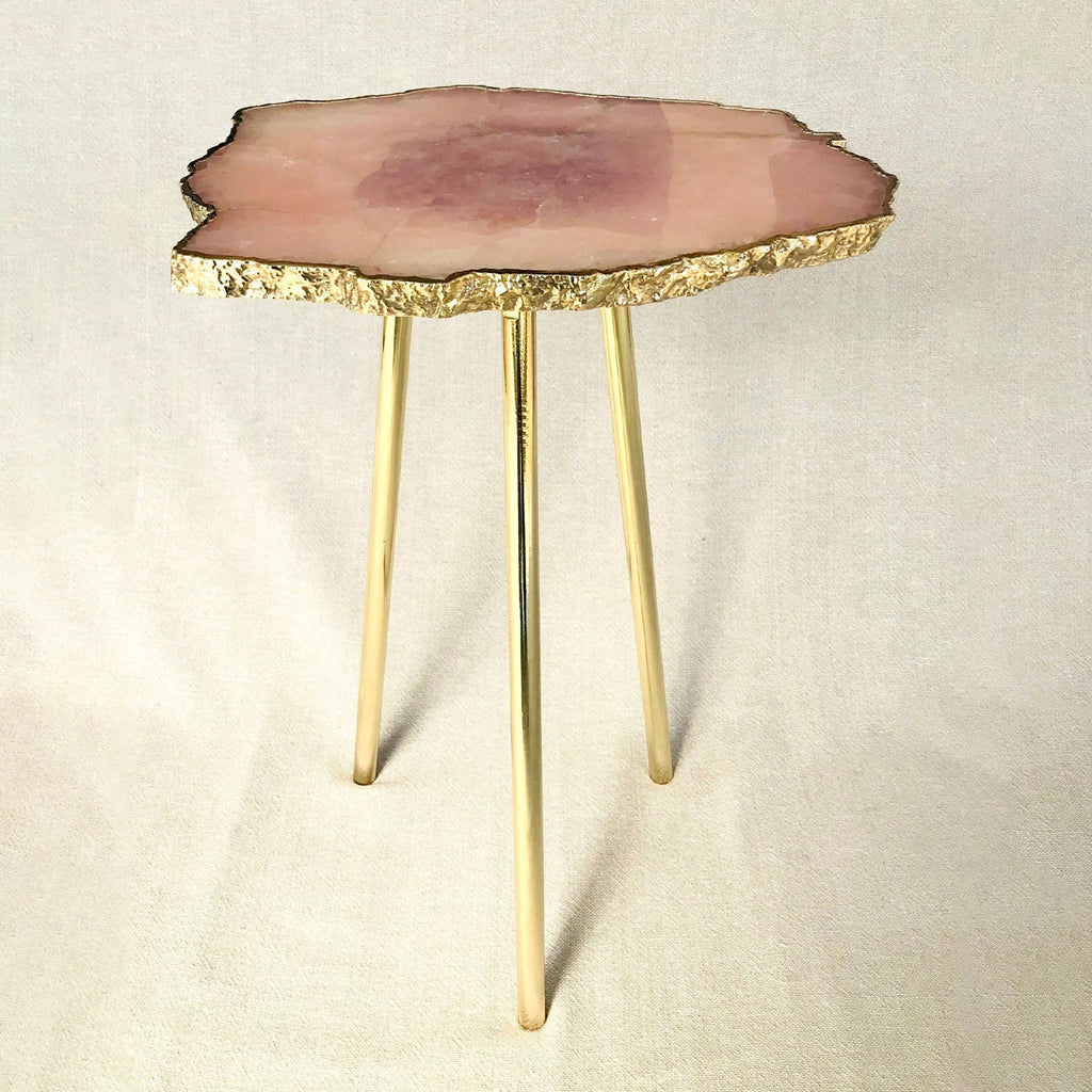 Small Rose Quartz Agate Organic Edge Side/Coffee Table