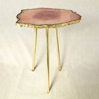 Small Rose Quartz Agate Organic Edge Side/Coffee Table