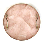 Rose Quartz Agate Serving Tray With Brass Handles