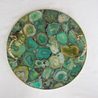 Green Agate Serving Tray With Brass Handles