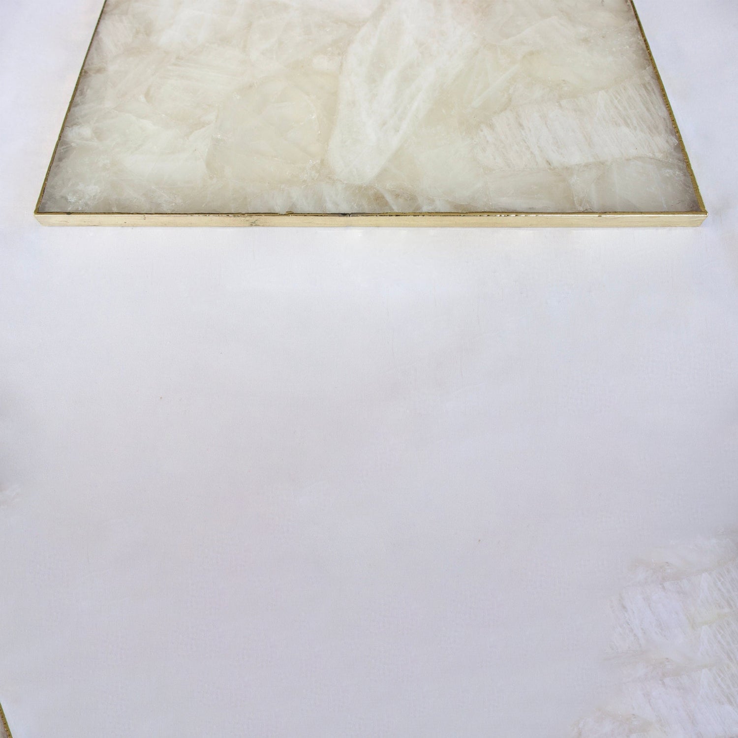 White Agate Serving Tray With Brass Handles