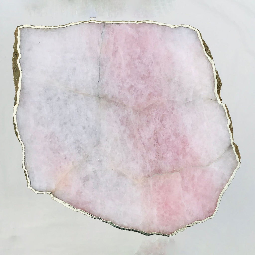 Large Rose Quartz Agate Organic Edge Side/Coffee Table