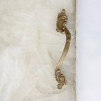 White Agate Serving Tray With Brass Handles