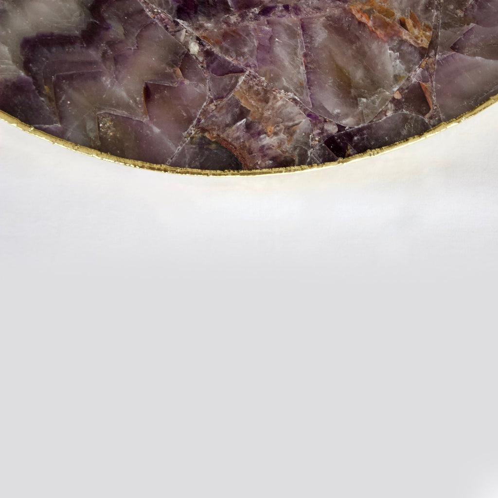 Amethyst Agate Serving Tray With Brass Handles