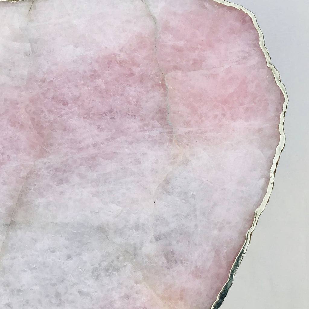 Large Rose Quartz Agate Organic Edge Side/Coffee Table