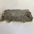 Large Smoky Grey Agate Serving Tray With Brass Handles 10"x15"