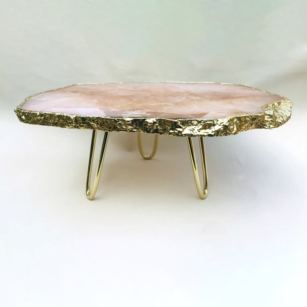 Rose Quartz Agate Cake Stand