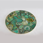 Green Agate Serving Tray With Brass Handles