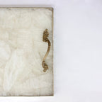 White Agate Serving Tray With Brass Handles