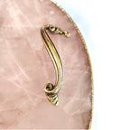 Rose Quartz Agate Serving Tray With Brass Handles