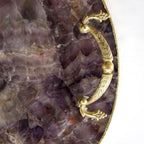 Amethyst Agate Serving Tray With Brass Handles