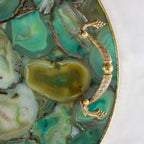 Green Agate Serving Tray With Brass Handles