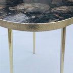 Black Petrified Wood Agate Round Edge Side/Coffee Table