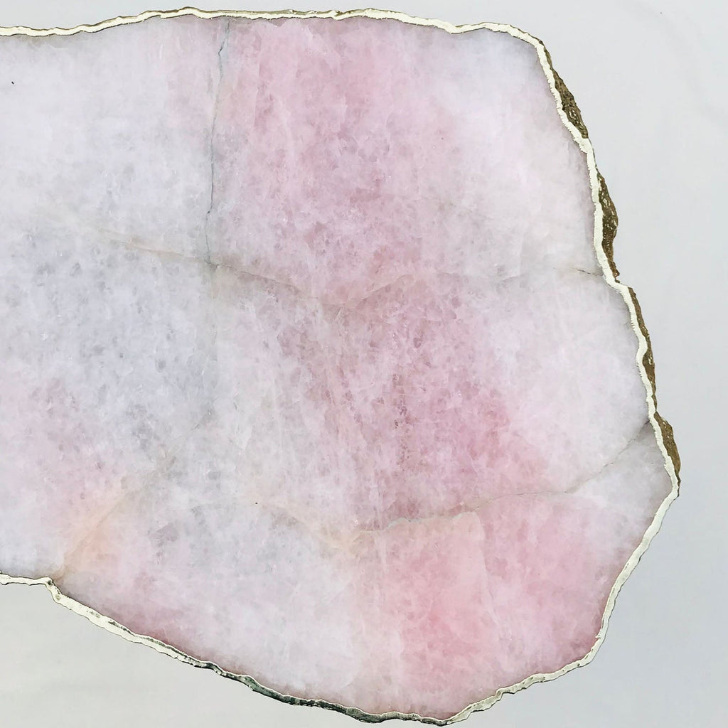 Large Rose Quartz Agate Organic Edge Side/Coffee Table