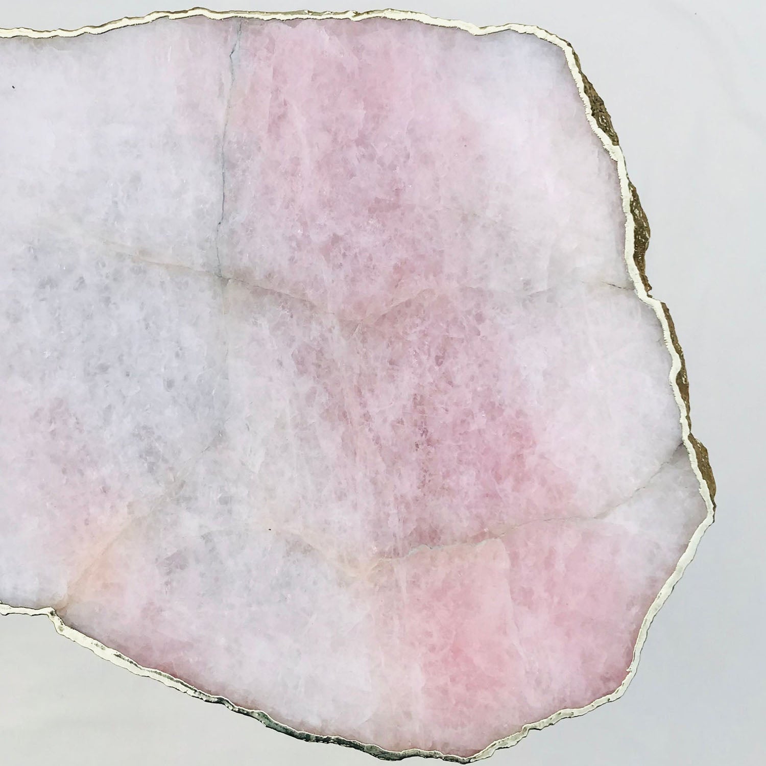 Large Rose Quartz Agate Organic Edge Side/Coffee Table