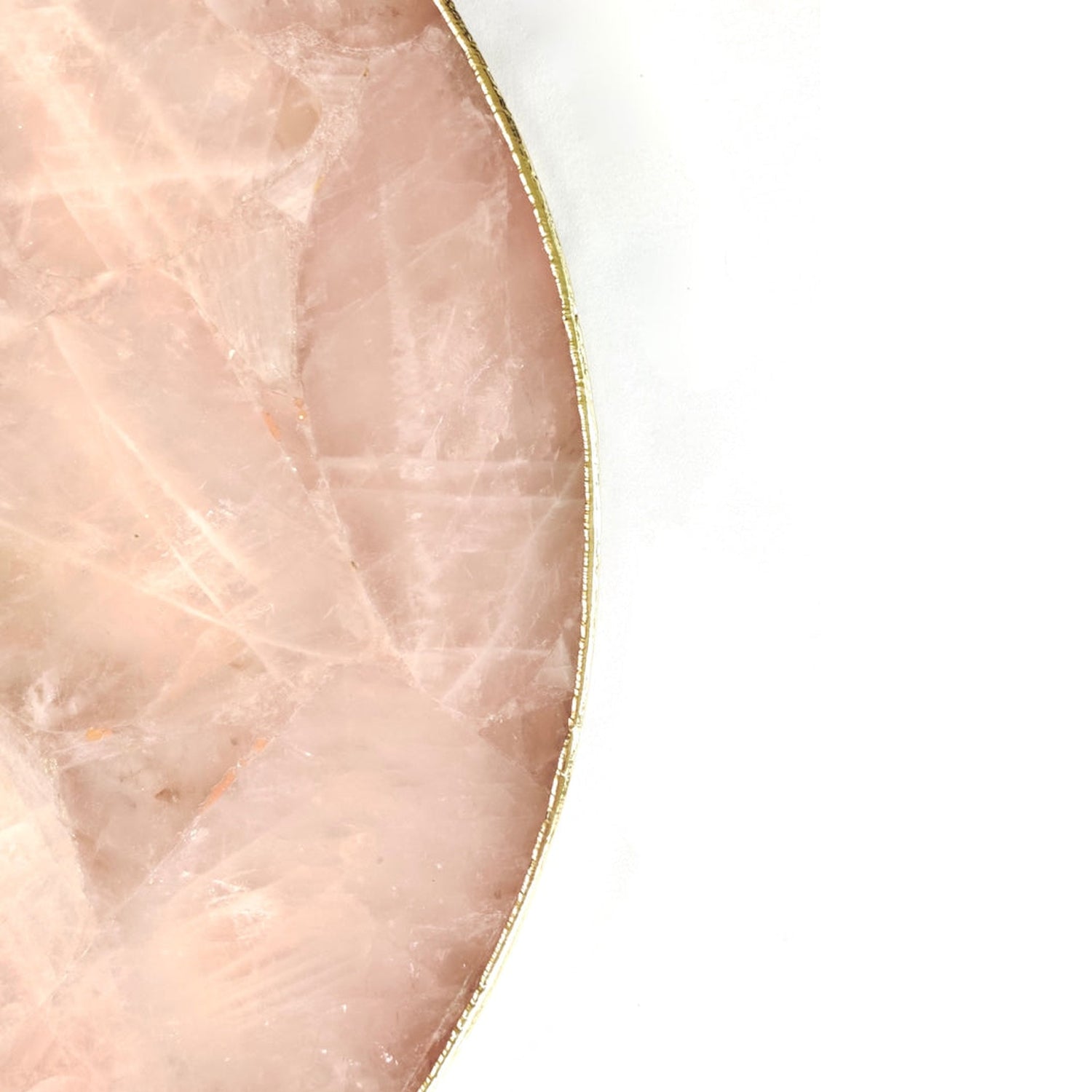 Rose Quartz Agate Serving Tray With Brass Handles