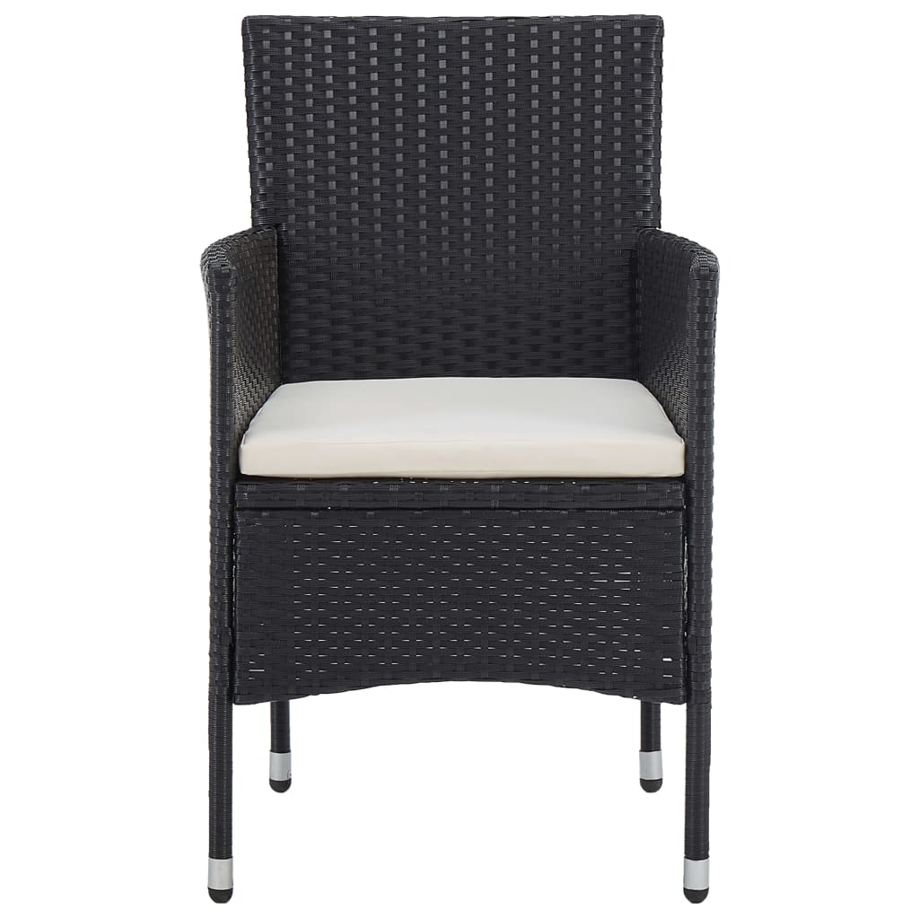 NNEVL 11 Piece Garden Dining Set Poly Rattan Black