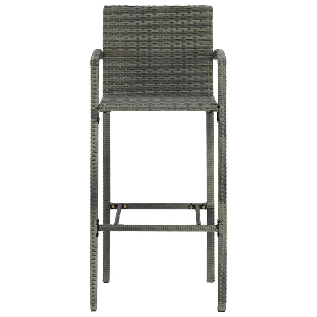 NNEVL 5 Piece Outdoor Bar Set with Armrest Poly Rattan Grey