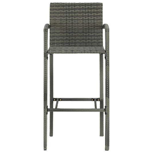 NNEVL 5 Piece Outdoor Bar Set with Armrest Poly Rattan Grey