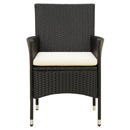 NNEVL 5 Piece Outdoor Dining Set with Cushions Poly Rattan Black