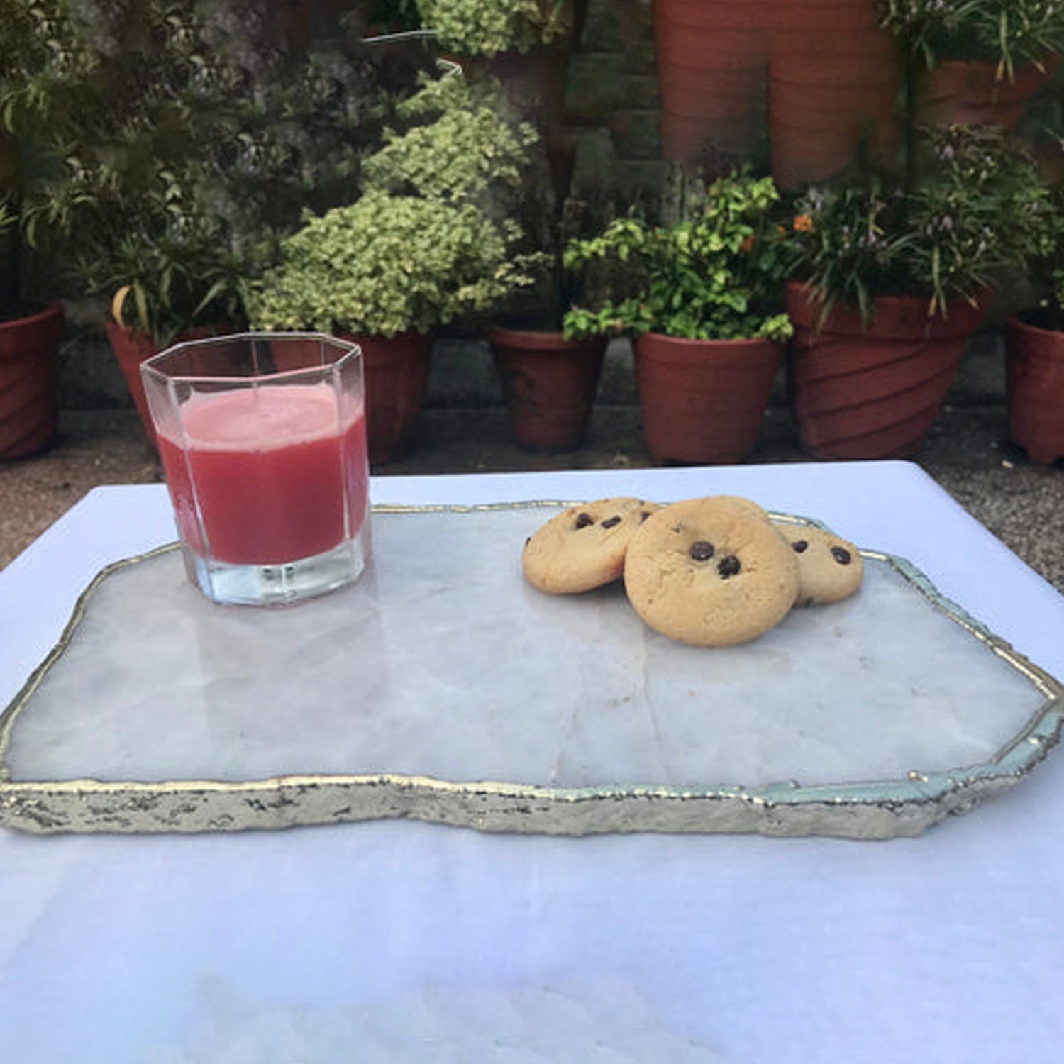 Large White Agate Cheese Platter/Tray