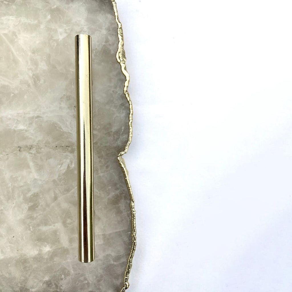 Large White Agate Serving Tray With Brass Handle Boards 10"x15"