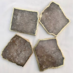 Smoky Grey Agate Quartz Aventurine Set of 4 Large Coasters