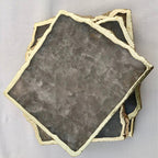Smoky Grey Agate Quartz Aventurine Set of 4 Large Coasters