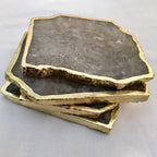 Smoky Grey Agate Quartz Aventurine Set of 4 Large Coasters