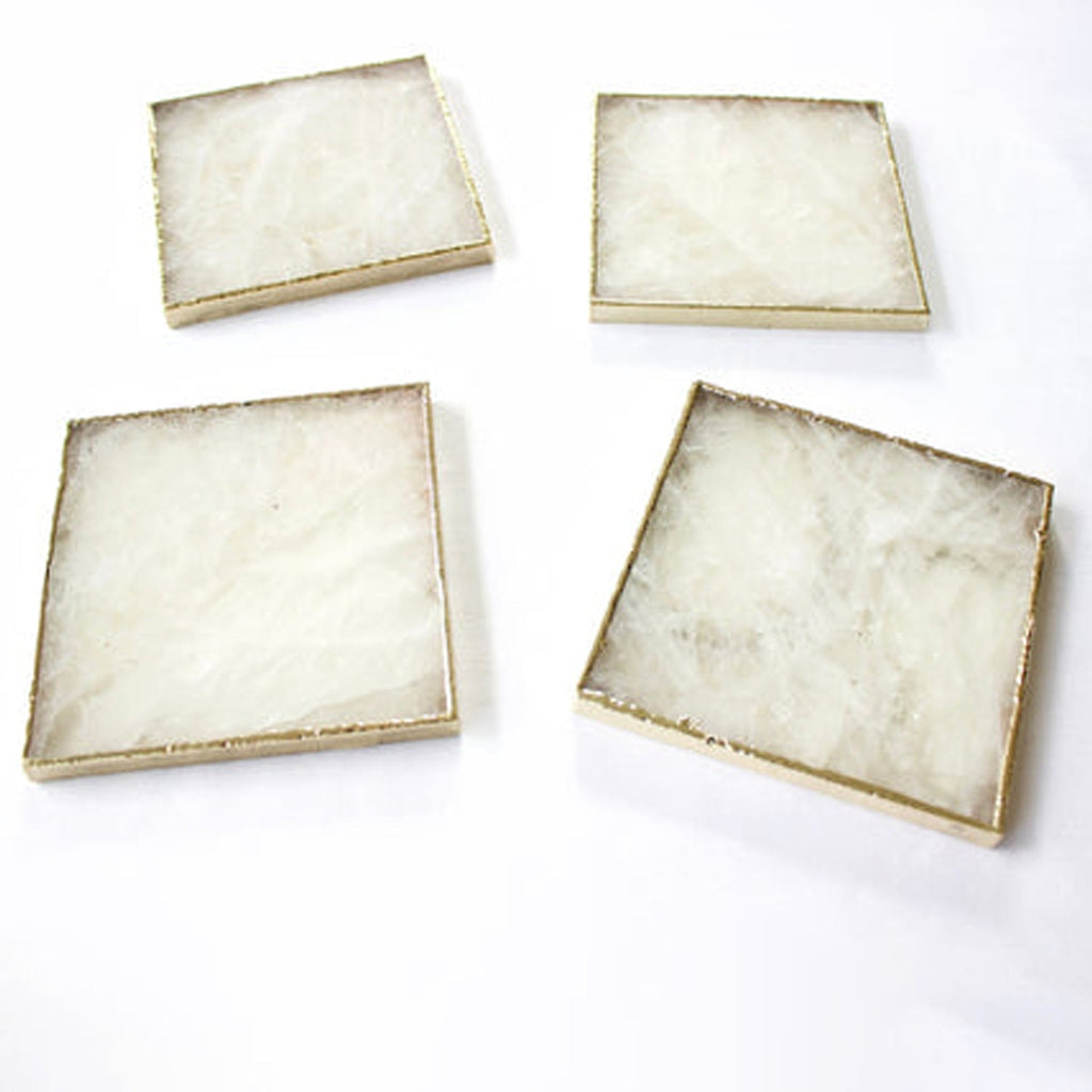 White Agate - Set of 4 Large Square Coasters
