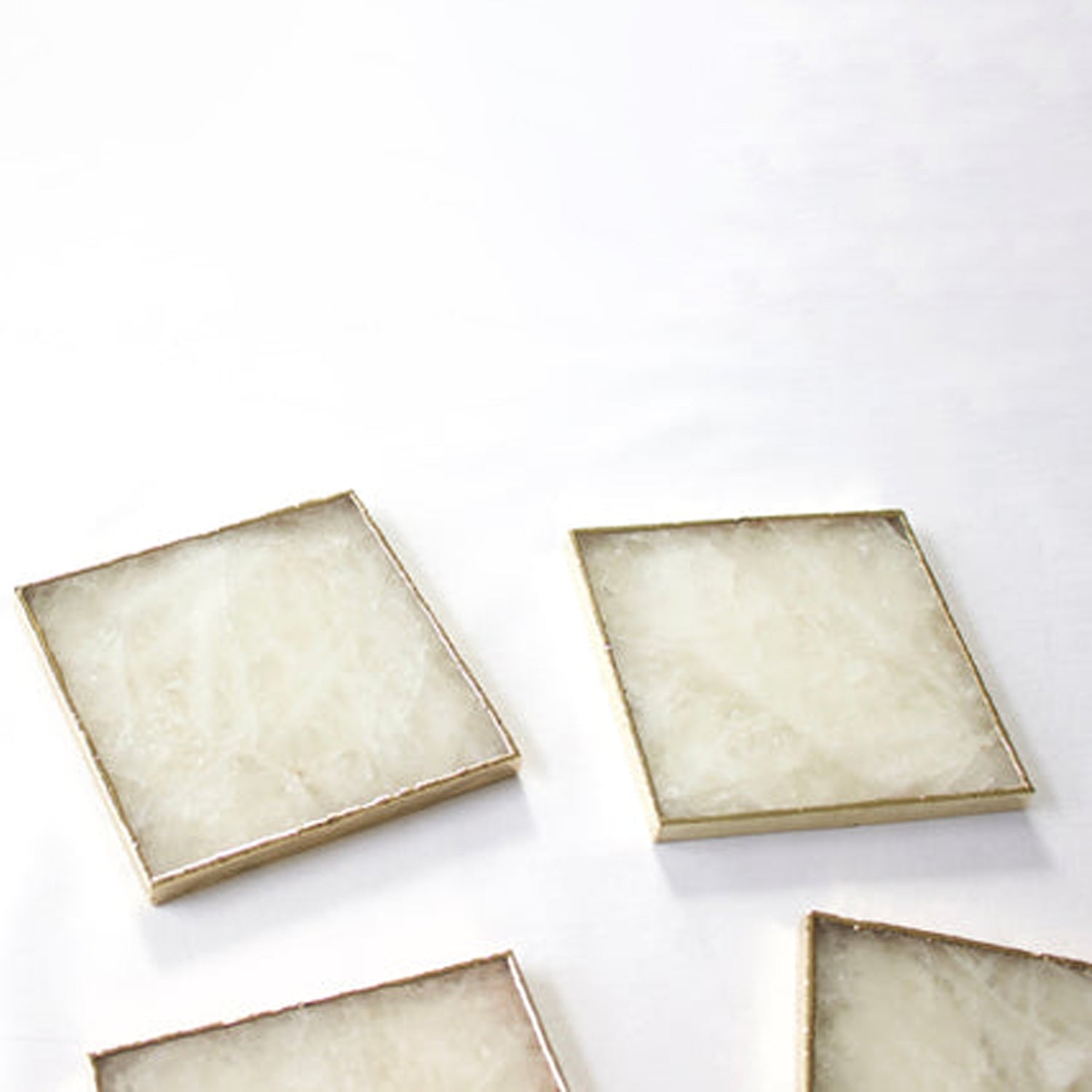 White Agate - Set of 4 Large Square Coasters