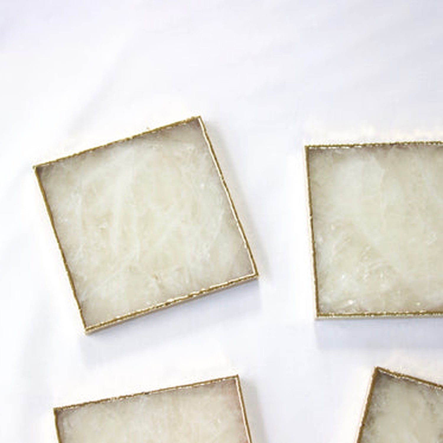 White Agate - Set of 4 Large Square Coasters