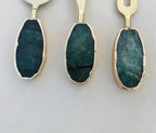 Set of 3 Green Agate Cheese Knives/Spreaders