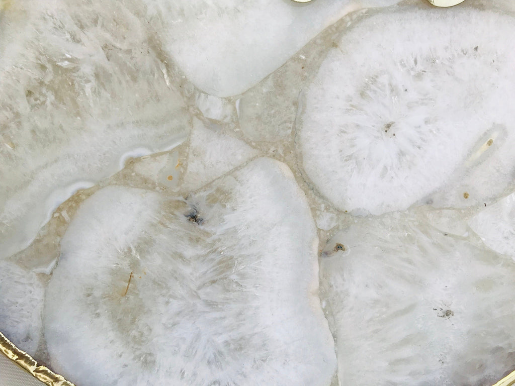 Large White Crystal Agate Wall Clock