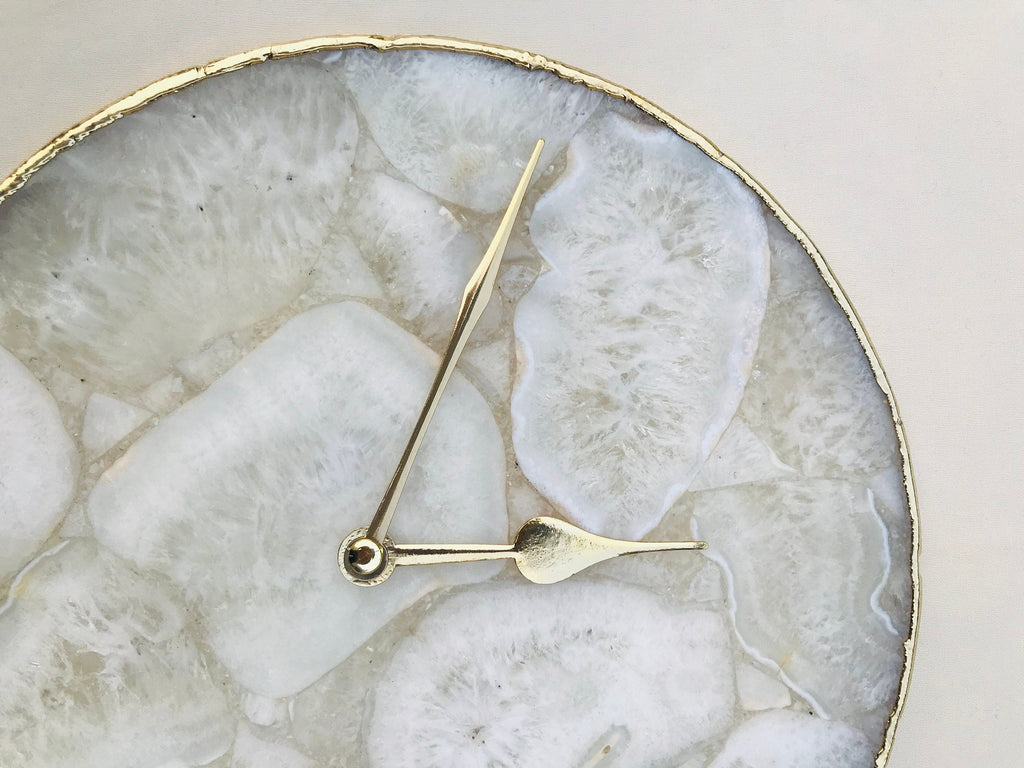 Large White Crystal Agate Wall Clock
