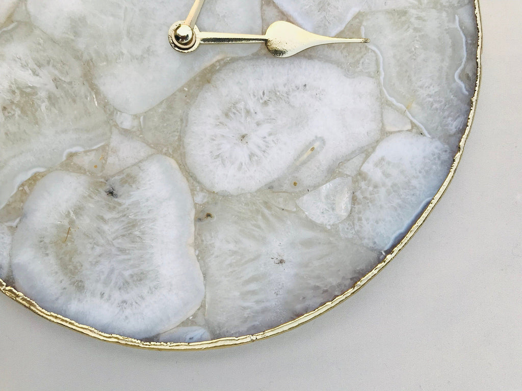 Large White Crystal Agate Wall Clock