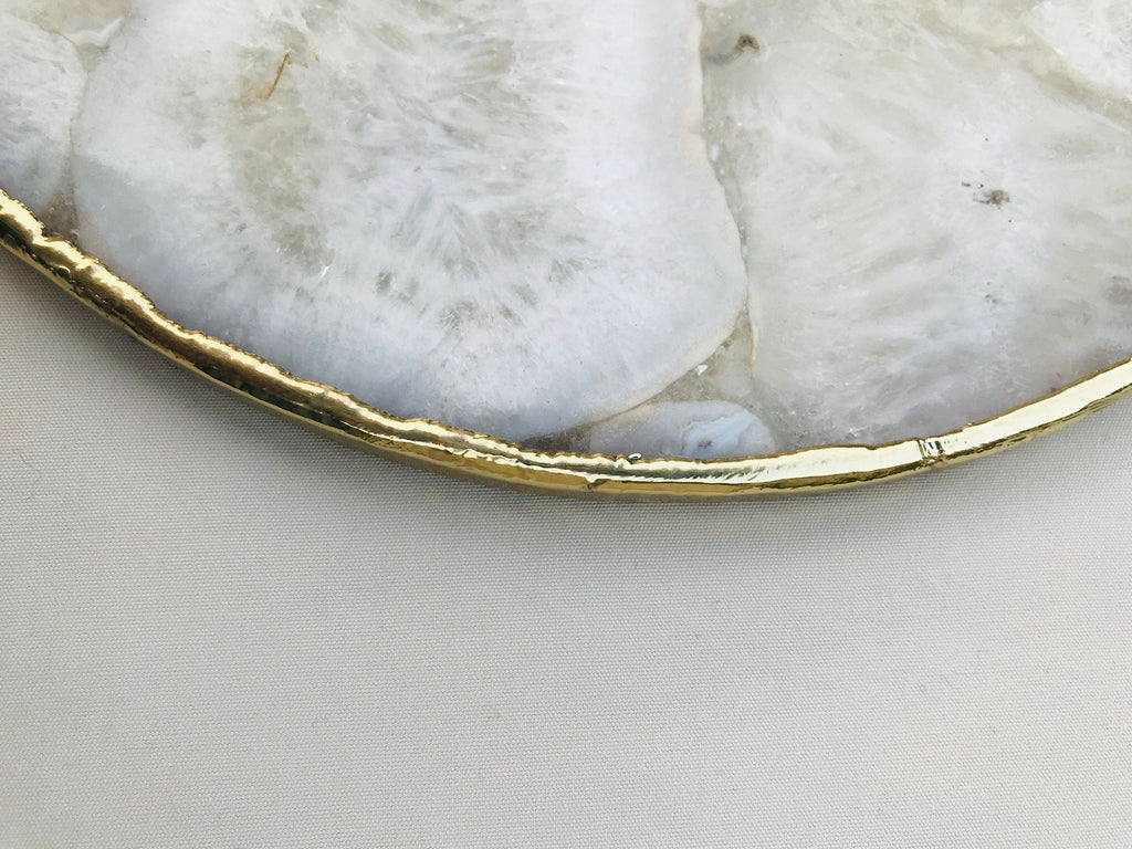 Large White Crystal Agate Wall Clock