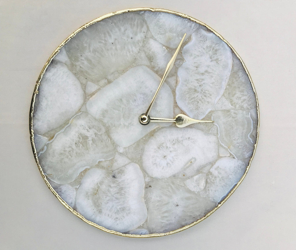 Large White Crystal Agate Wall Clock