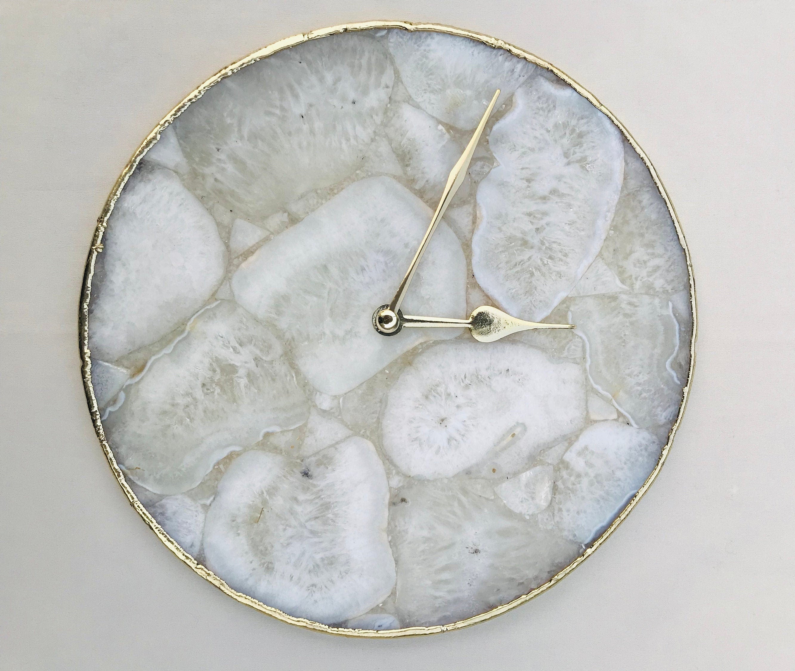 Large White Crystal Agate Wall Clock