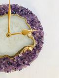 6" Diameter Purple Crystal With White Agate Wall Clock
