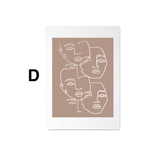 Poster Gesichter Linien und abstrakte Formen als Deko Print ohne Rahmen